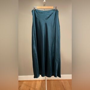 NWT Petal and Pup Satin Maxi Skirt in Deep Teal - Women’s Size XL